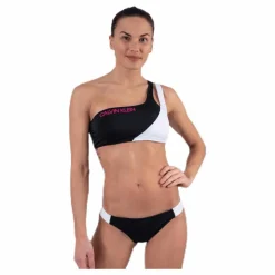 Calvin Klein Ck Blocking One Shoulder Bandeau Black* Simning|Badkläder