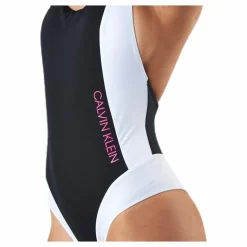 Calvin Klein Ck Blocking Plunge Back Swimsuit Black* Simning|Badkläder