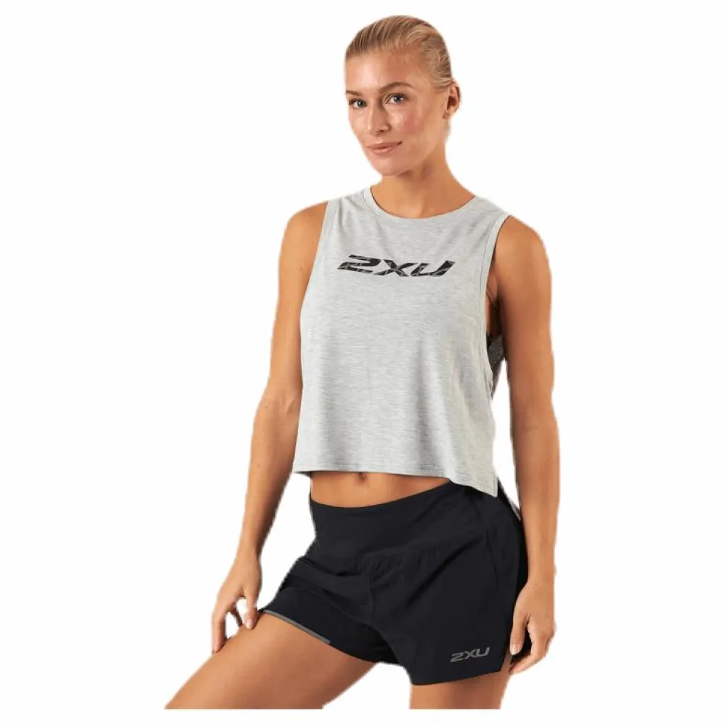 2XU Contender Crop Tank-W Grey* Linnen|Träning