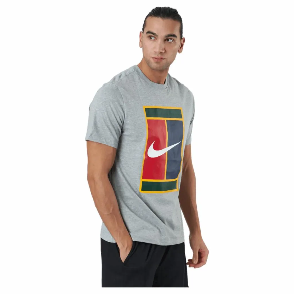 Nike Court Men's Logo Tennis T-shir Dk Grey Heather* Racketsporter