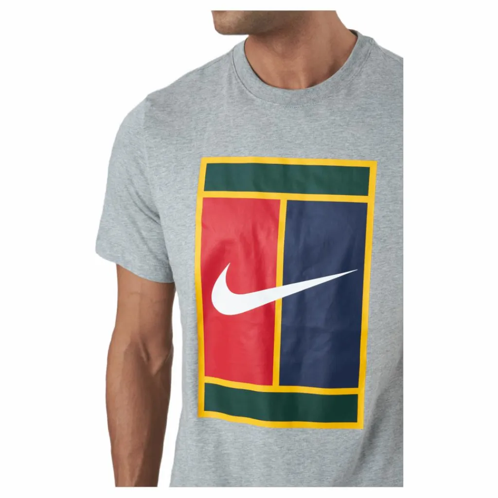 Nike Court Men's Logo Tennis T-shir Dk Grey Heather* Racketsporter