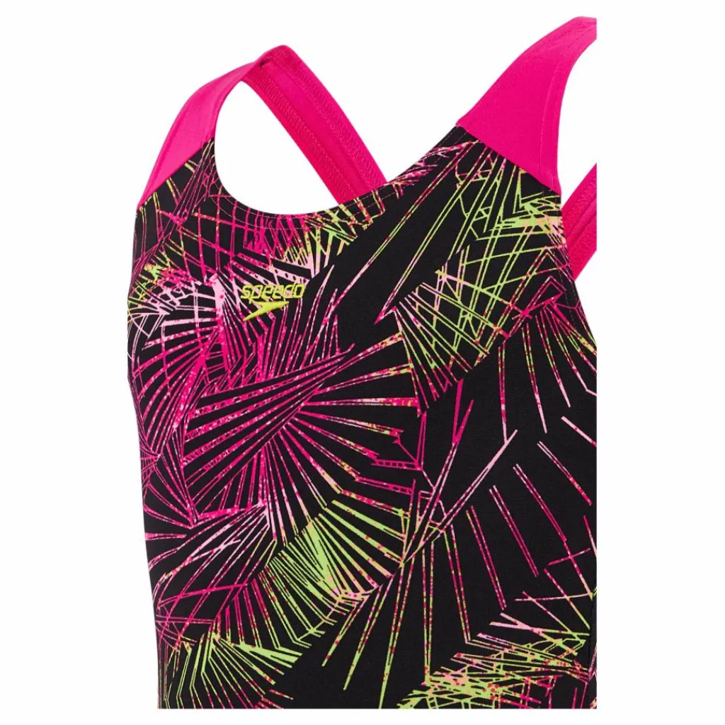 Speedo Digital Placement Splashback J Black Electric Pink*Barn Simning|Badkläder