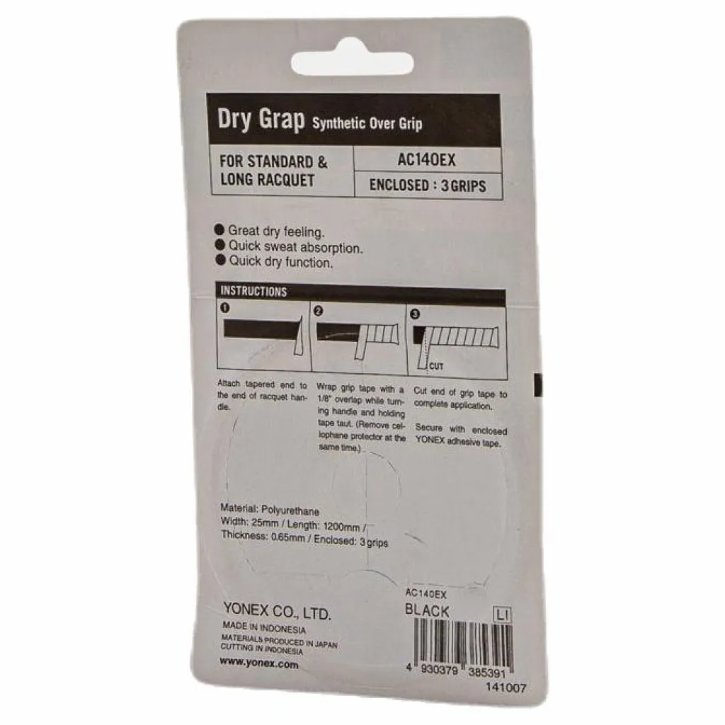 Yonex Dry Grips 3wraps Black* Racket Och Bollar|Racketsporter