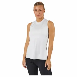 adidas Essentials Heathered Mock-Neck Sleeveless Golf Polo Shirt White* Golf|T-Shirts