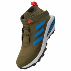 adidas Fortarun All Terrain Cloudfoam Sport Running Elastic Lace and Top Strap Shoes Focus Olive / Pulse Blue / Shadow Olive*Barn Löparskor|Löpning