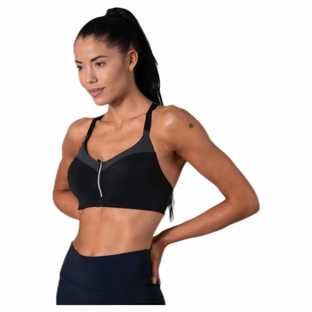 Casall Front Zip Sports Bra Grey* Löpning|Träning