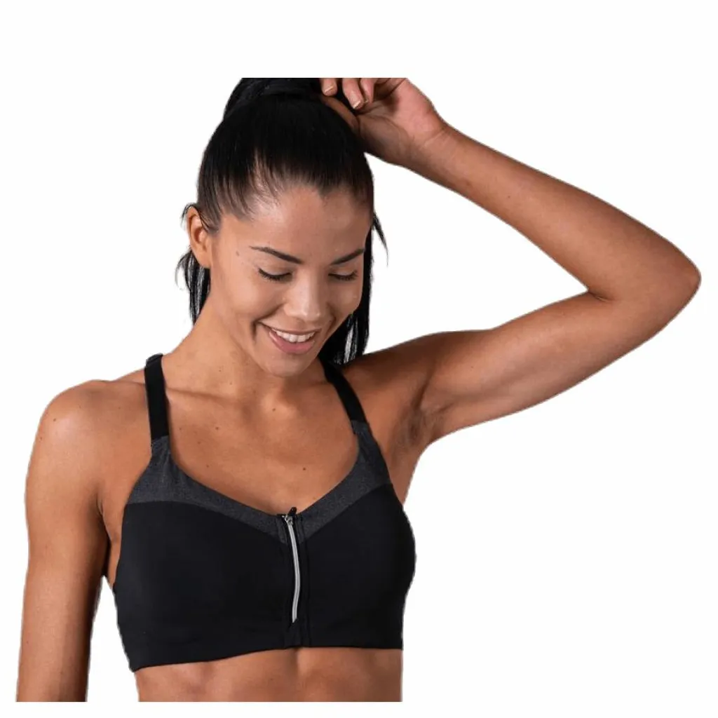 Casall Front Zip Sports Bra Grey* Löpning|Träning