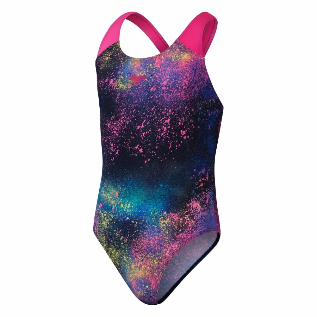 Speedo Girls Digital Allover Splashba Black/pink*Barn Simning|Badkläder