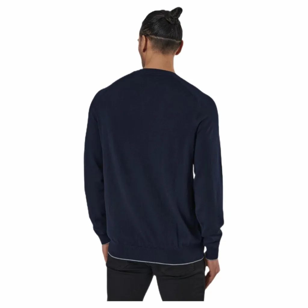 Lyle & Scott Grid Texture V Neck Jumper Blue* Golf|Tröjor