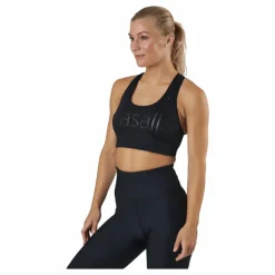 Casall Iconic Wool Sports Bra Black Logo* Sport-Bh:Ar|Träning