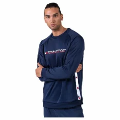 Tommy Hilfiger Sport Knit Crew Sweat Logo Tape Blue* Tröjor|Träning