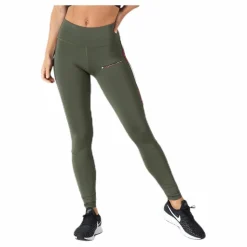 Tommy Hilfiger Sport Legging Full Length With Tape Green* Tights|Träning