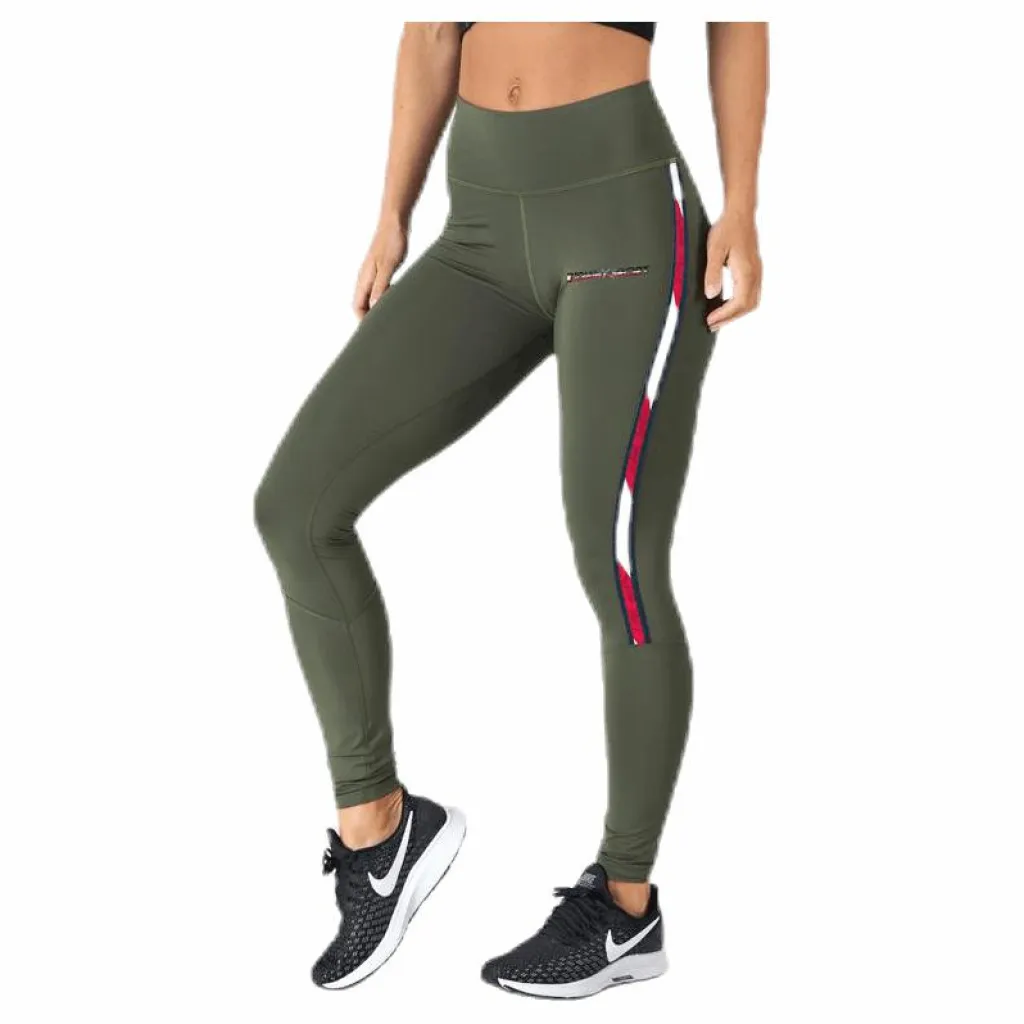 Tommy Hilfiger Sport Legging Full Length With Tape Green* Tights|Träning