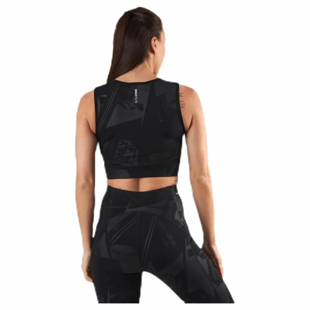 Only Play Mado Aop Cropped Training Top Black* Linnen|Träning