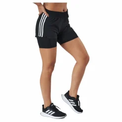 adidas Pacer 3 Stripe Woven 2 In 1 Short Black / White* Shorts|Träning