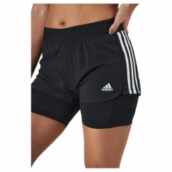adidas Pacer 3 Stripe Woven 2 In 1 Short Black / White* Shorts|Träning