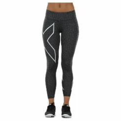 2XU Patterned Mid-Rise Compression 7/8 Tights Black/Grey* Tights|Löpning