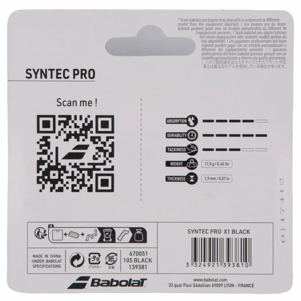 Babolat Syntec Pro 1-pack Black* Racketsporter|Träningsutrustning