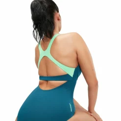 Speedo Womens Flex Band Swimsuit With Blue/green* Simning|Badkläder